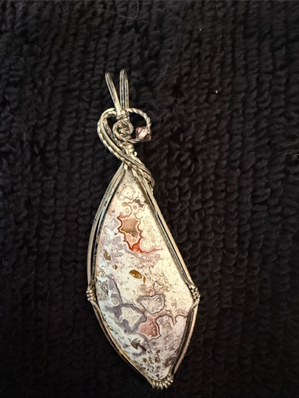 ✨ Handmade Artisan Wire Wrapped Mexican Lace Agate Pendant ✨